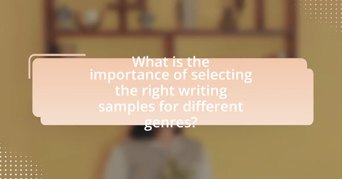What is the importance of selecting the right writing samples for different genres?